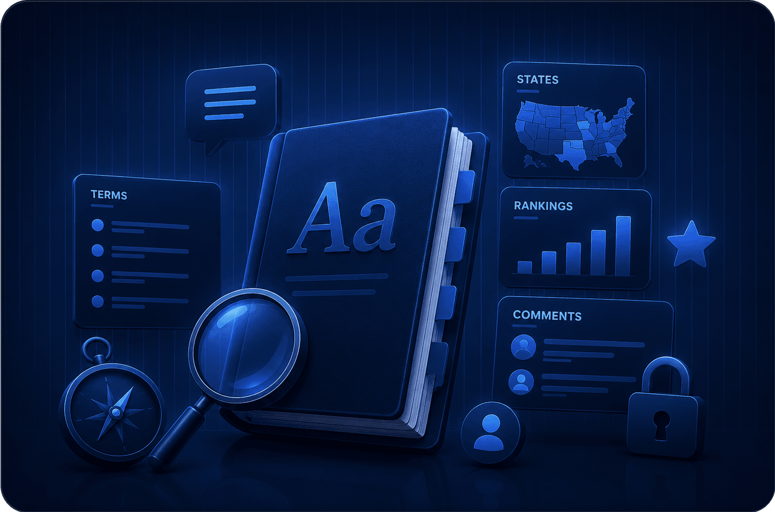 Product launch concept cards and definitions.